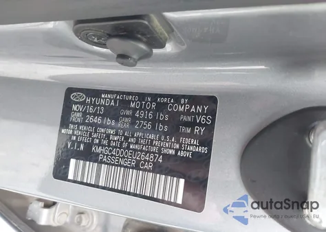 2014 Hyundai Genesis 3.8 z USA, uszkodzony, nr VIN KMHGC4DD0EU264874